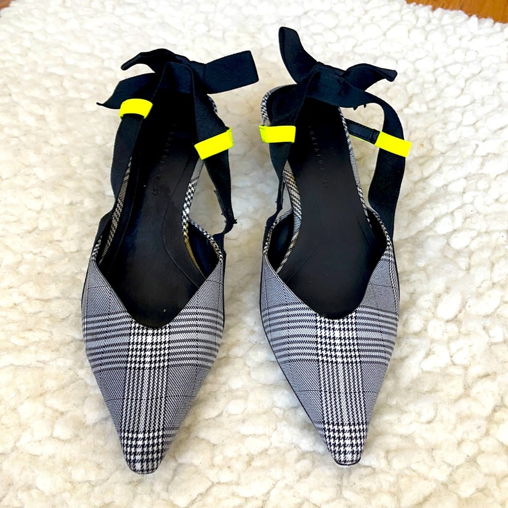 Zara checked sling back shoes